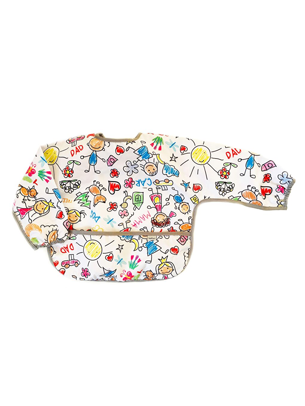 6-24ay, Family Uzun Kollu, Sıvı Geçirmez, Makinede Yıkanabilir, Cepli, Cırtlı Bebek Mama Önlüğü-8