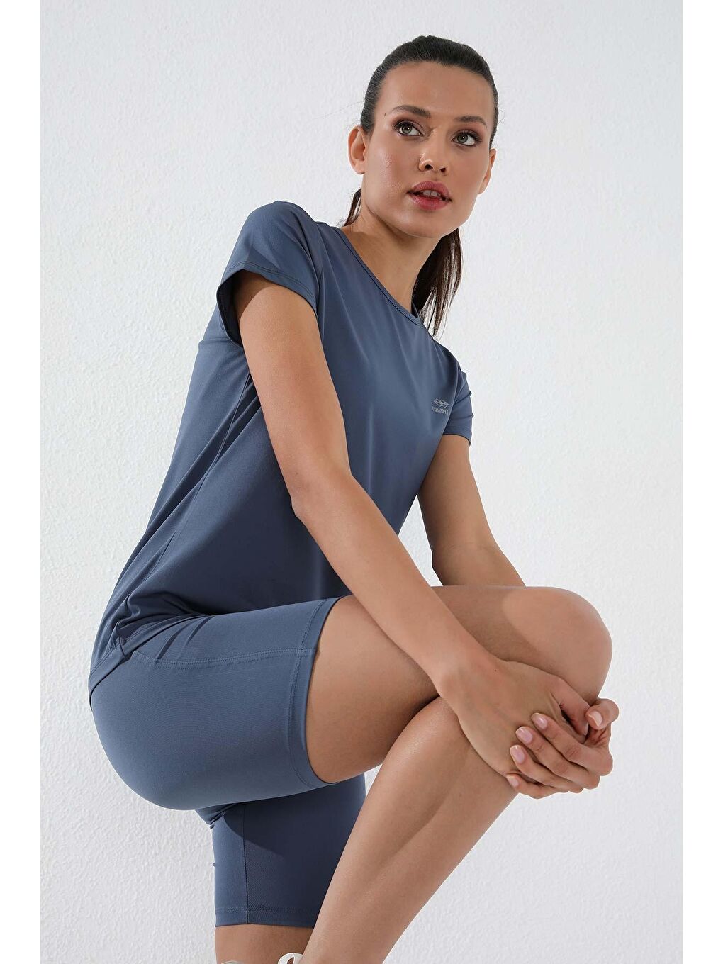 Petrol Basic Kısa Kol Standart Kalıp O Yaka Kadın Tişört - 97144-4