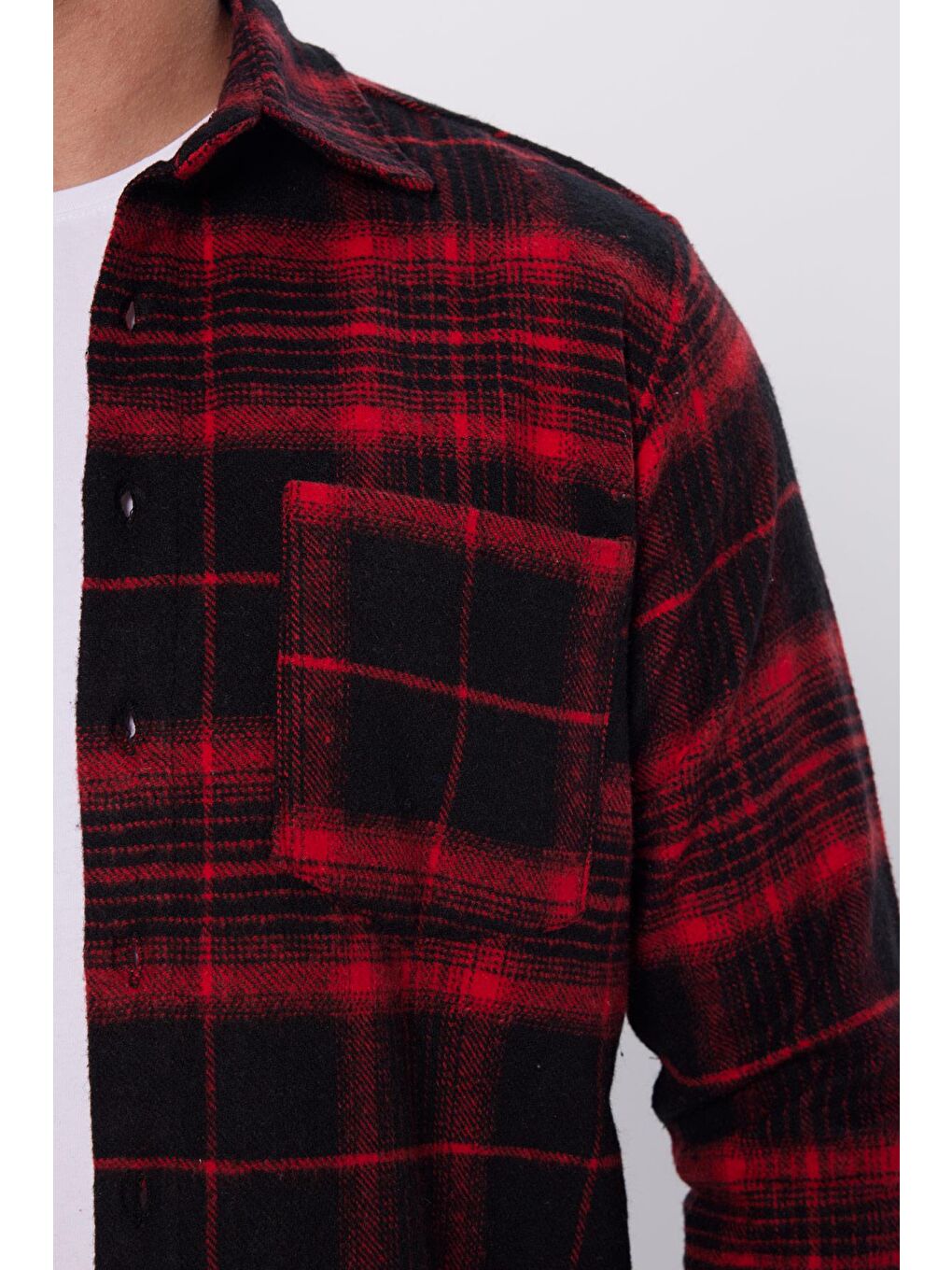 Karışık Erkek Regular Fit Klasik Kesim Tek Cepli Kareli Kışlık Oduncu Gömlek-3