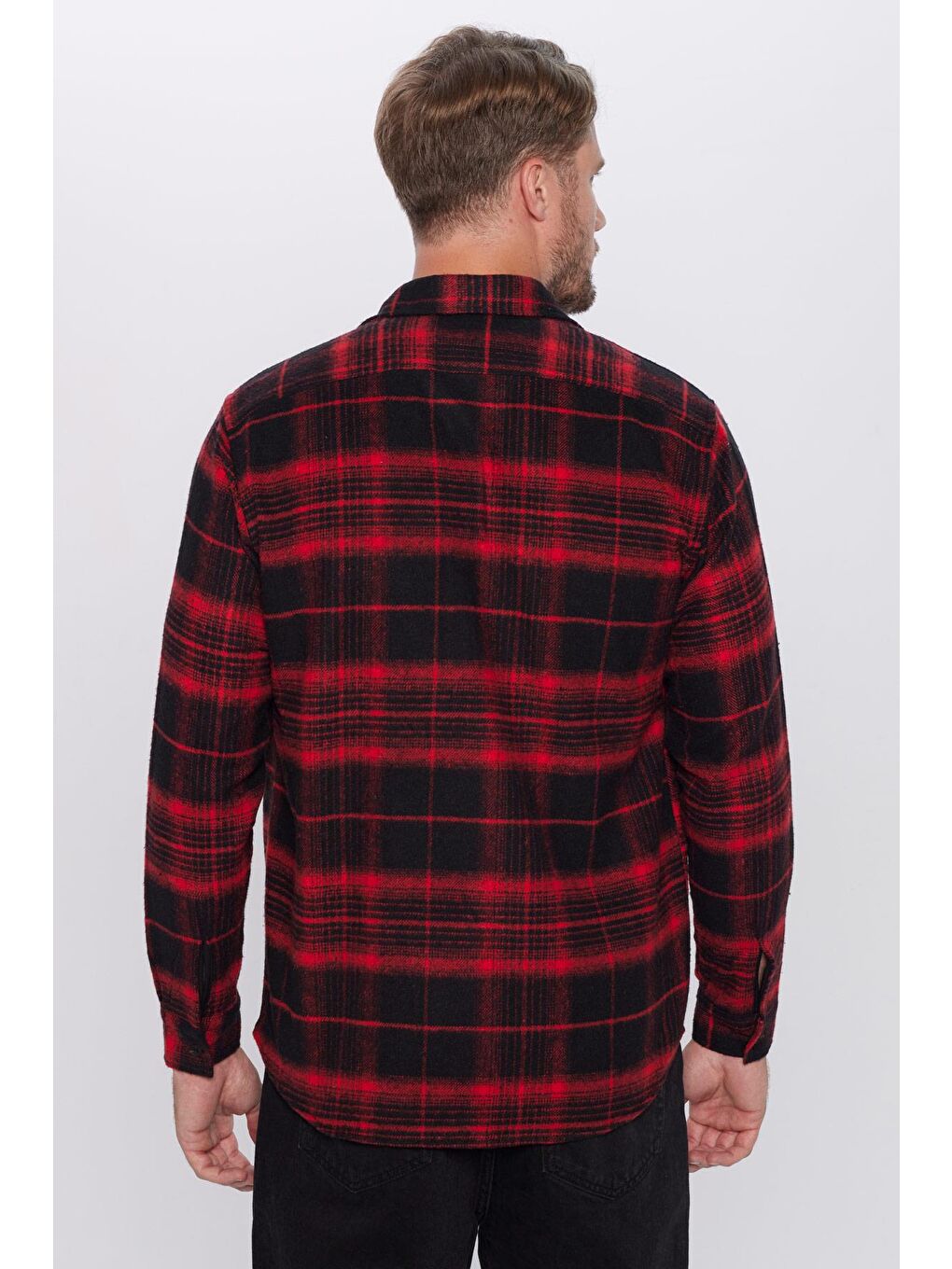 Karışık Erkek Regular Fit Klasik Kesim Tek Cepli Kareli Kışlık Oduncu Gömlek-4