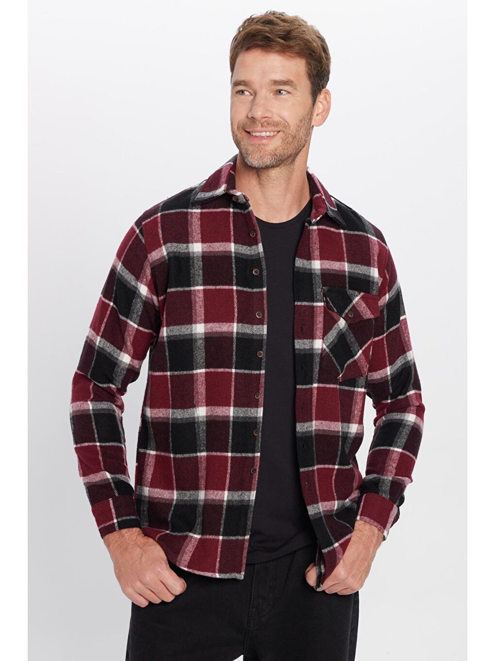 Karışık Erkek Regular Fit Klasik Kesim Oduncu Kapaklı Tek Cep Kışlık Gömlek