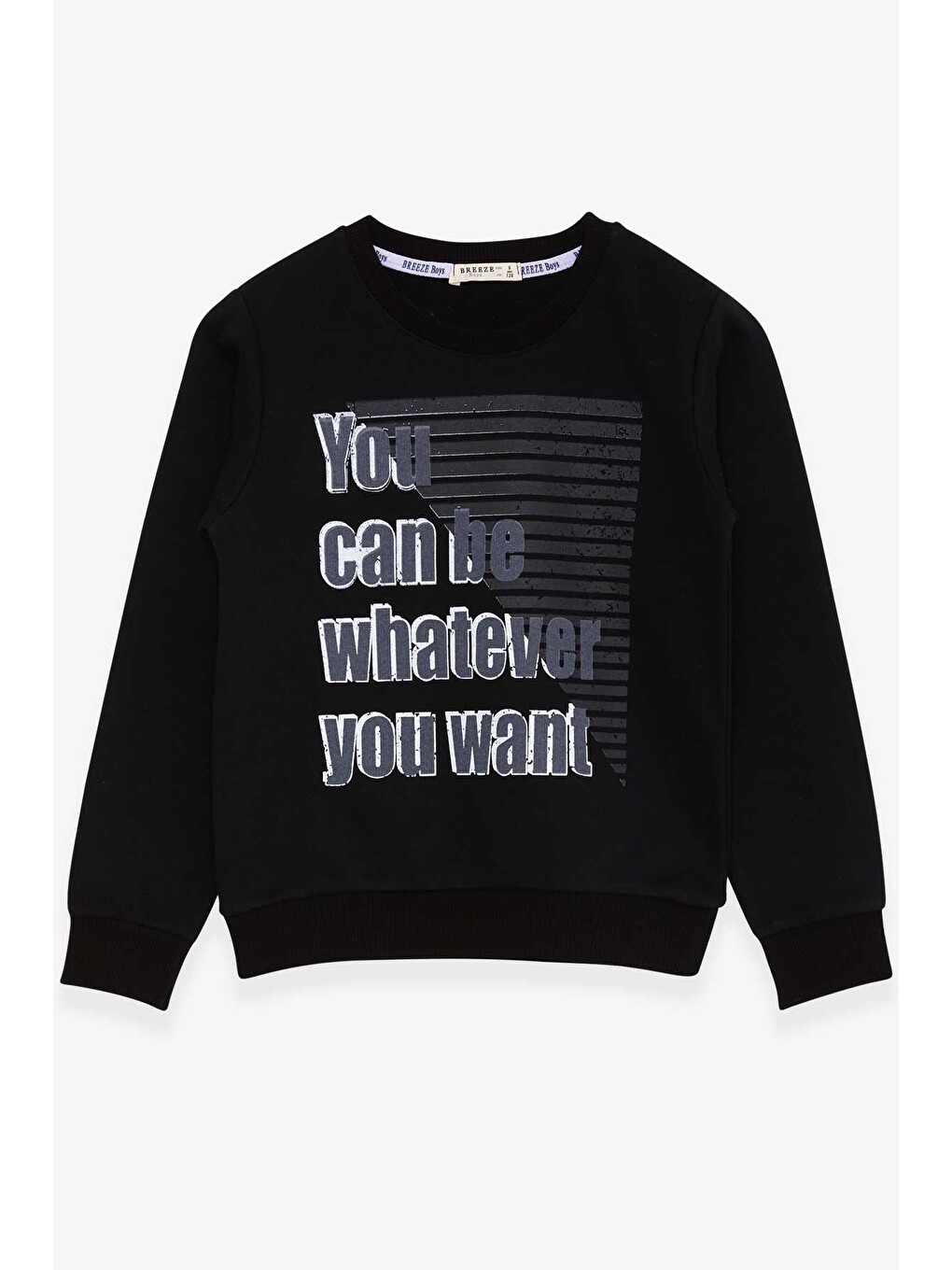 Erkek Çocuk Sweatshirt Yazı Baskılı Siyah (8-12 Yaş)