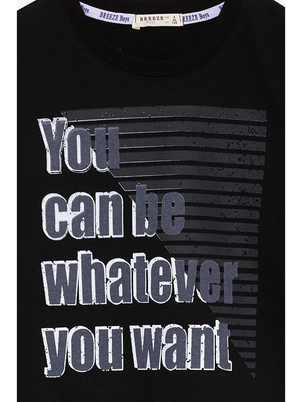 Erkek Çocuk Sweatshirt Yazı Baskılı Siyah (8-12 Yaş)-2