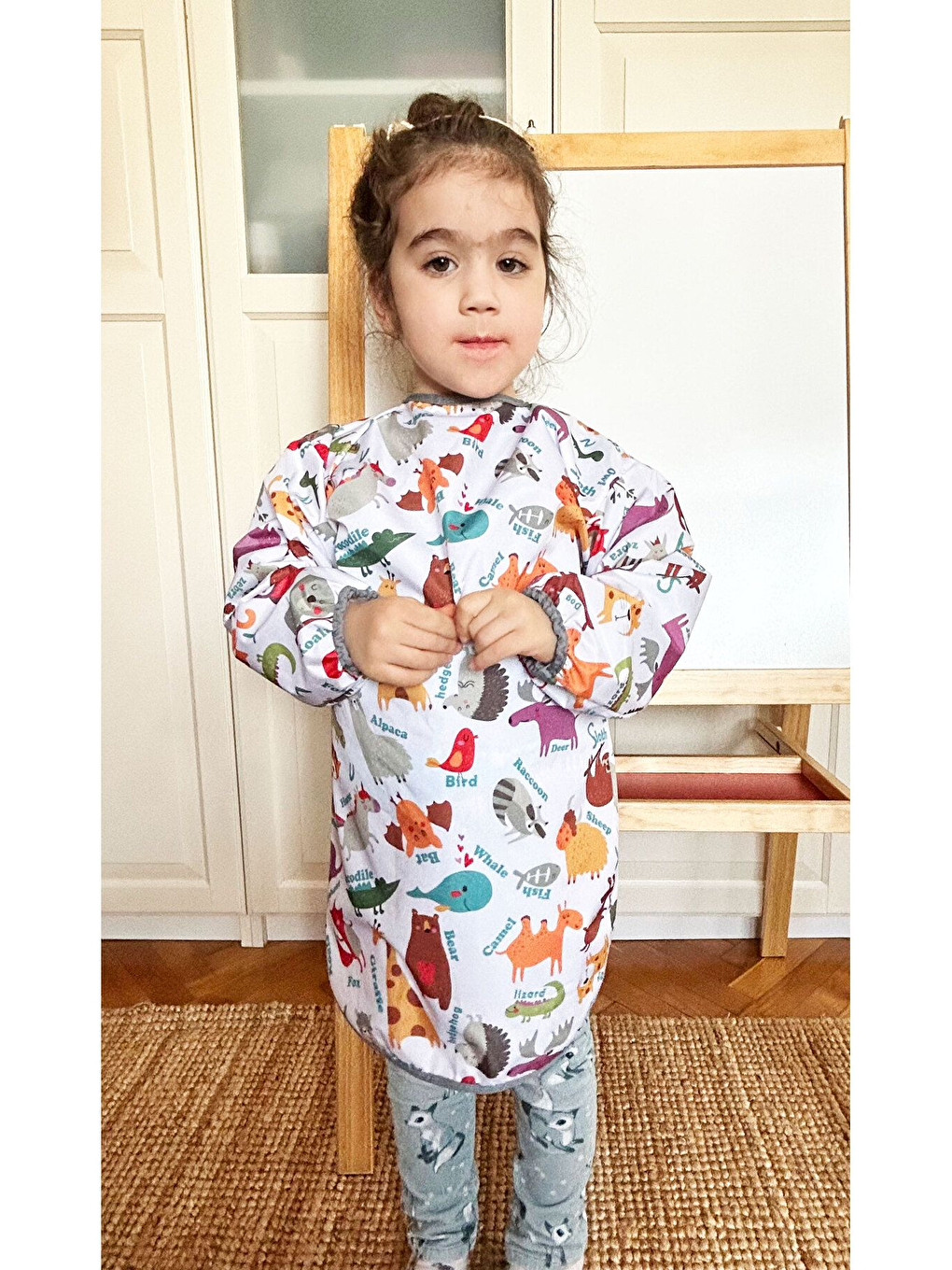 7-11 Yaş, Zoo, Sıvı Geçirmez, Makinede Yıkanabilir, Uzun Kollu Çocuk, Aktivite, Etkinlik Önlüğü-6