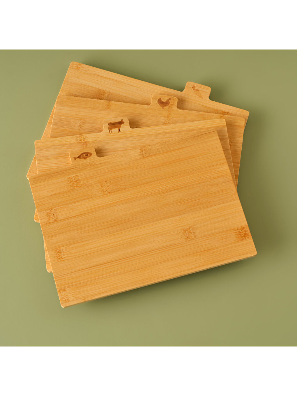 Bej Curvi Bambu 4'lü Kesme Tahtası Seti Naturel-2
