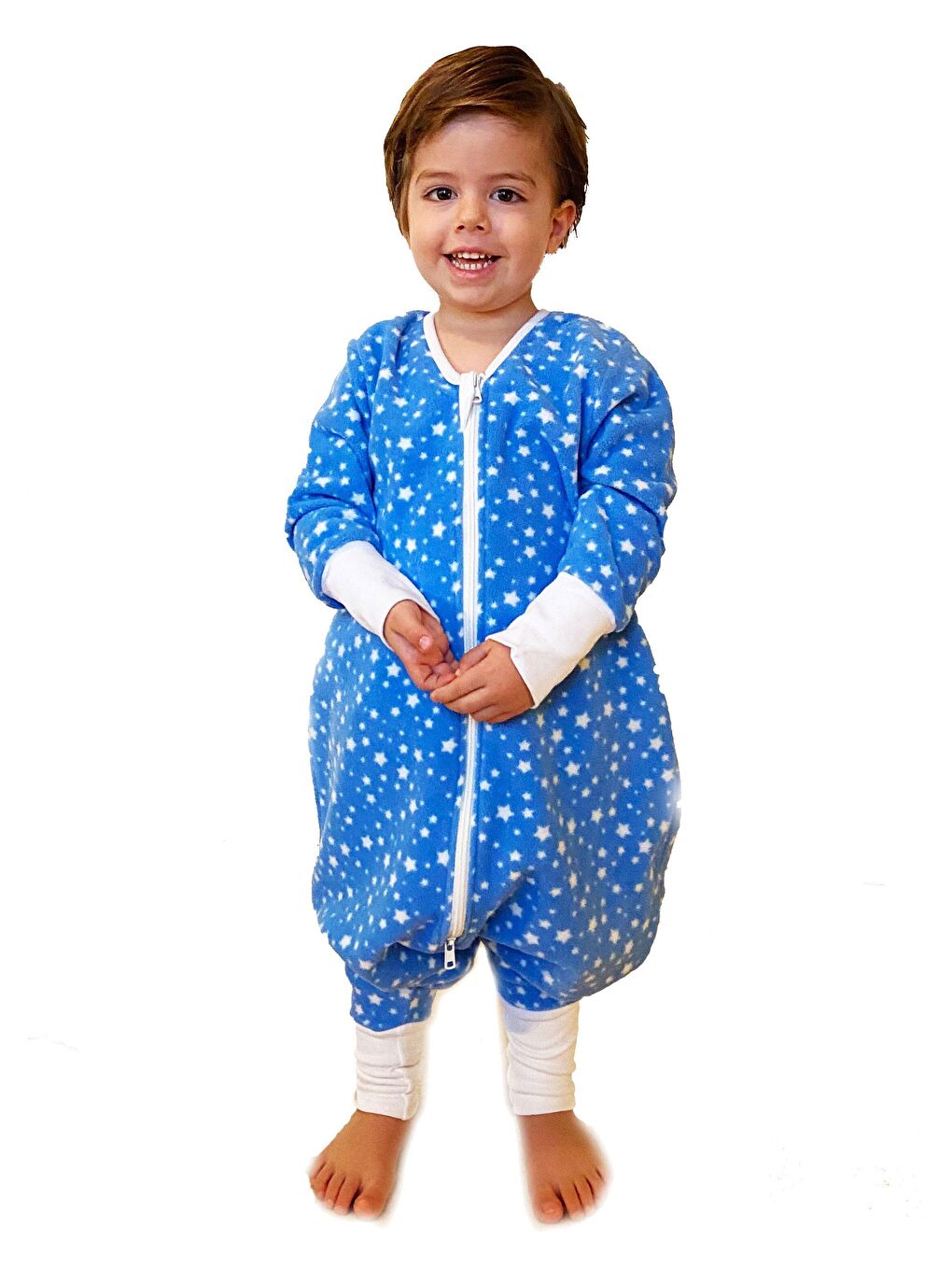Mavi Bebek Çocuk, Yıldızlı, Çift Taraflı Fermuarlı, Mikro Polar Uyku Tulumu Tog 2, Ekstra Yumuşak Tuşeli-9