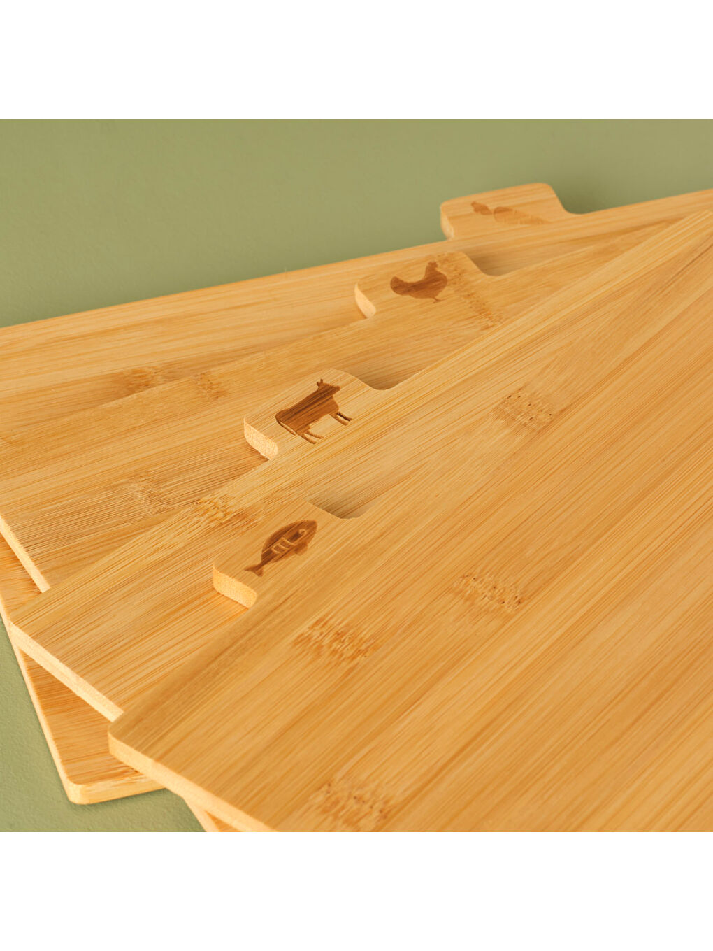 Bej Curvi Bambu 4'lü Kesme Tahtası Seti Naturel-3