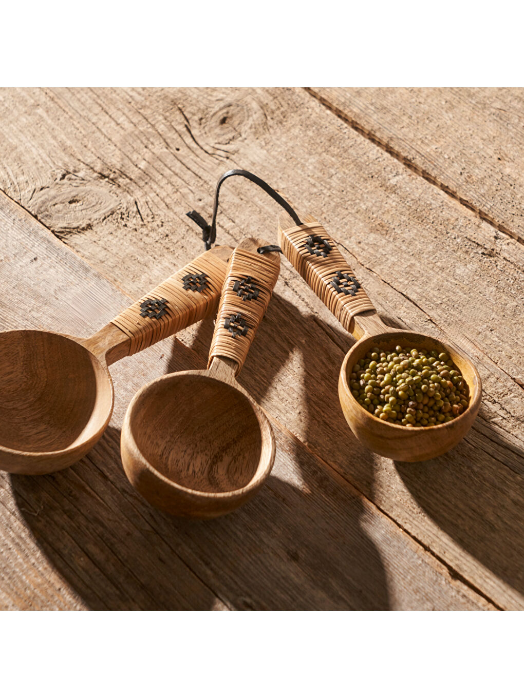 Bej Varna 3'lü Ölçü Kaşığı Seti Naturel (21,5x8,5x5,5 cm)