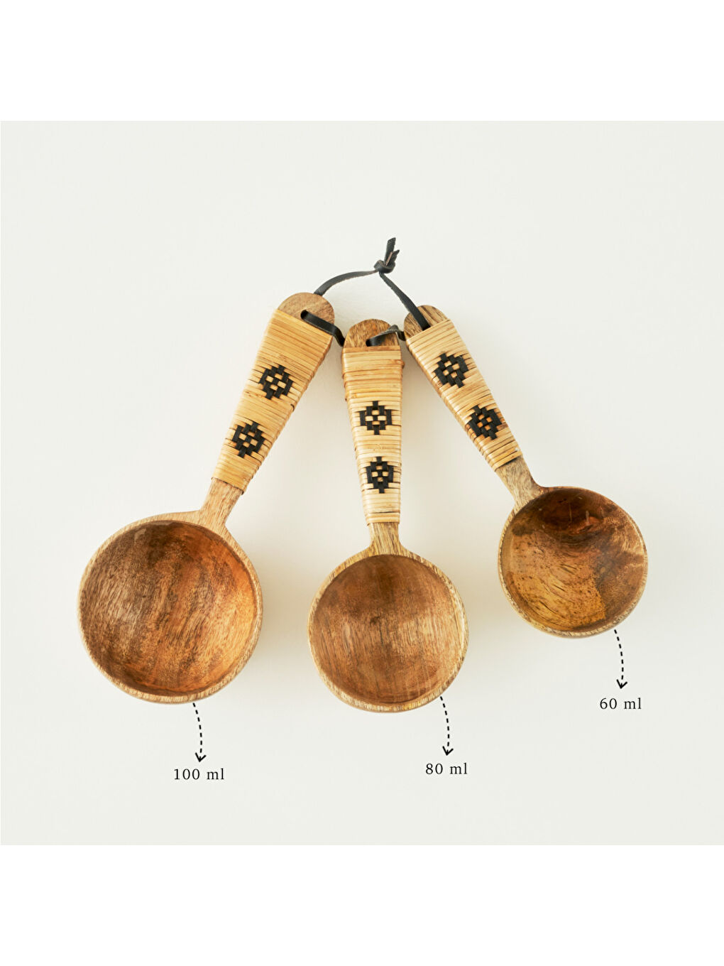 Bej Varna 3'lü Ölçü Kaşığı Seti Naturel (21,5x8,5x5,5 cm)-1