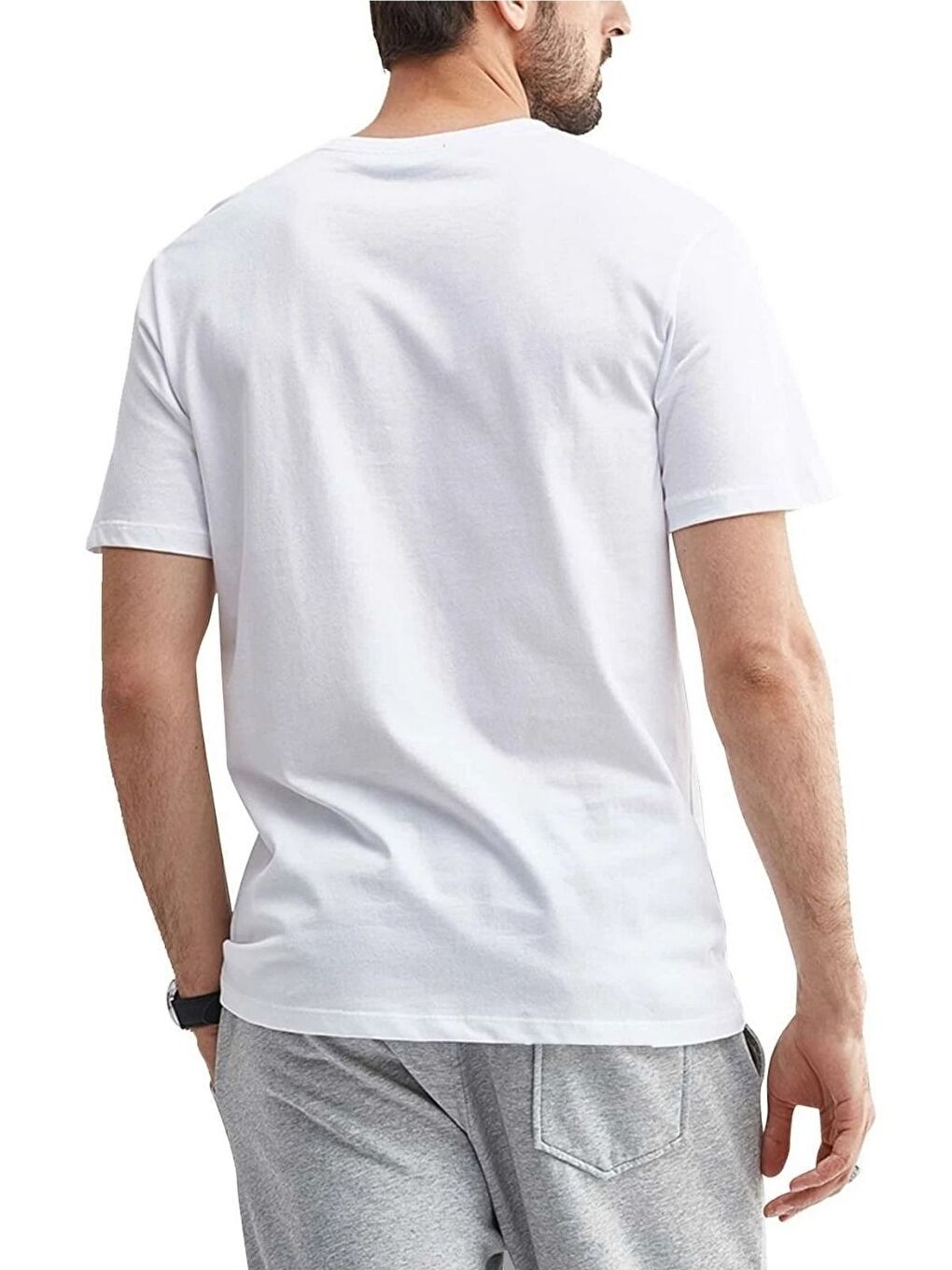 Beyaz Running Horse Baskılı Oversize Erkek Kısa Kollu Tişört-1