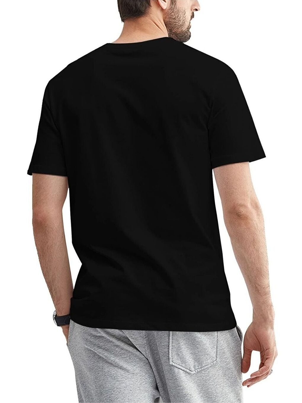 Siyah Running Horse Baskılı Oversize Erkek Kısa Kollu Tişört-1