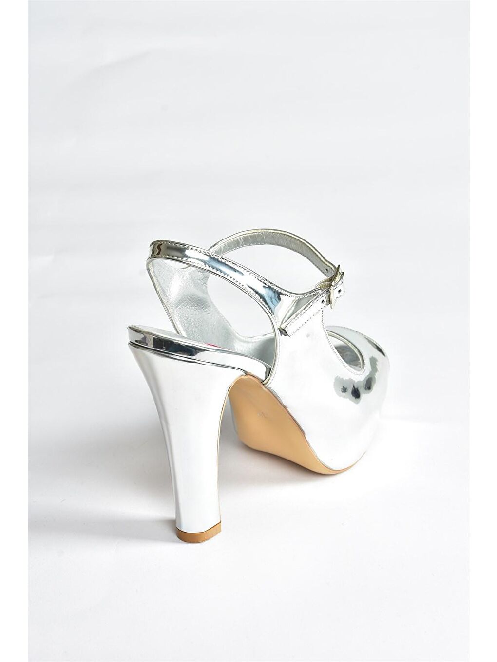 Gri M3480070 Gümüş Kadın Topuklu Ayakkabı-3