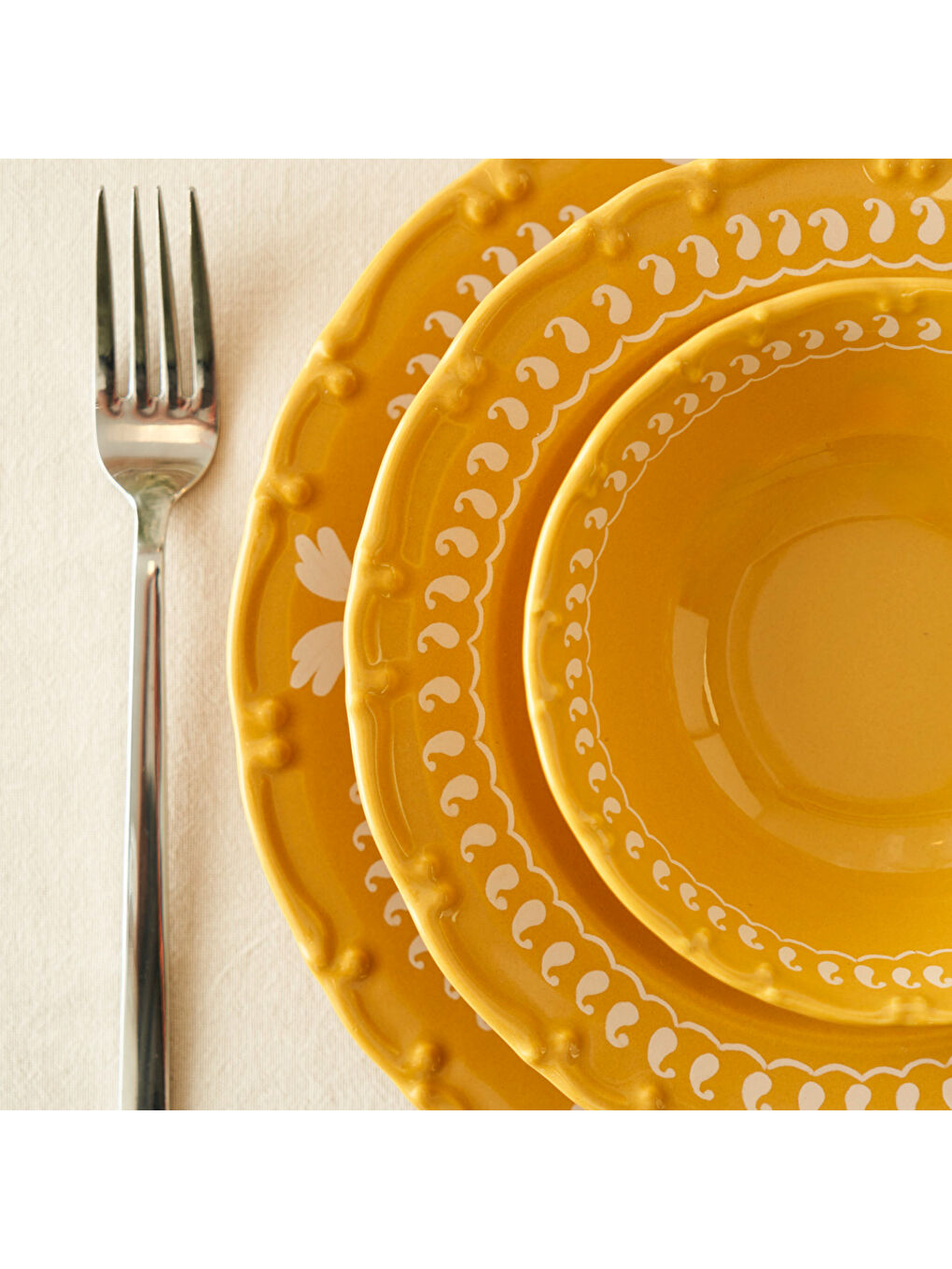 Sarı Indian 12 Parça Yemek Takımı Hardal-4
