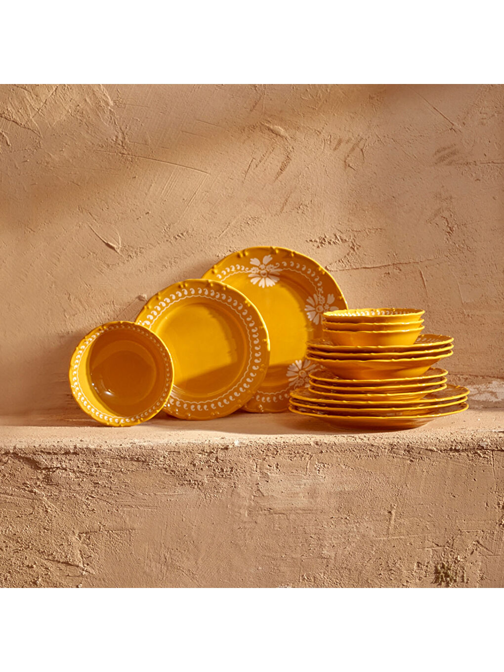 Sarı Indian 12 Parça Yemek Takımı Hardal-5