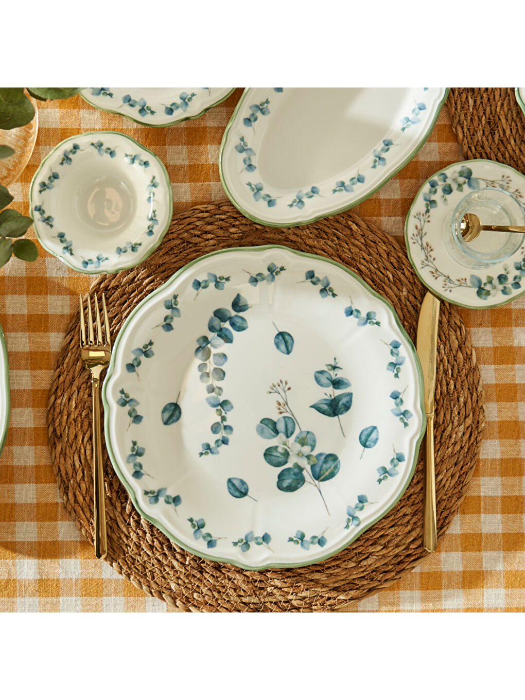 Ocaliptus Stoneware 26 Parça 6 Kişilik Kahvaltı Takımı Yeşil-2