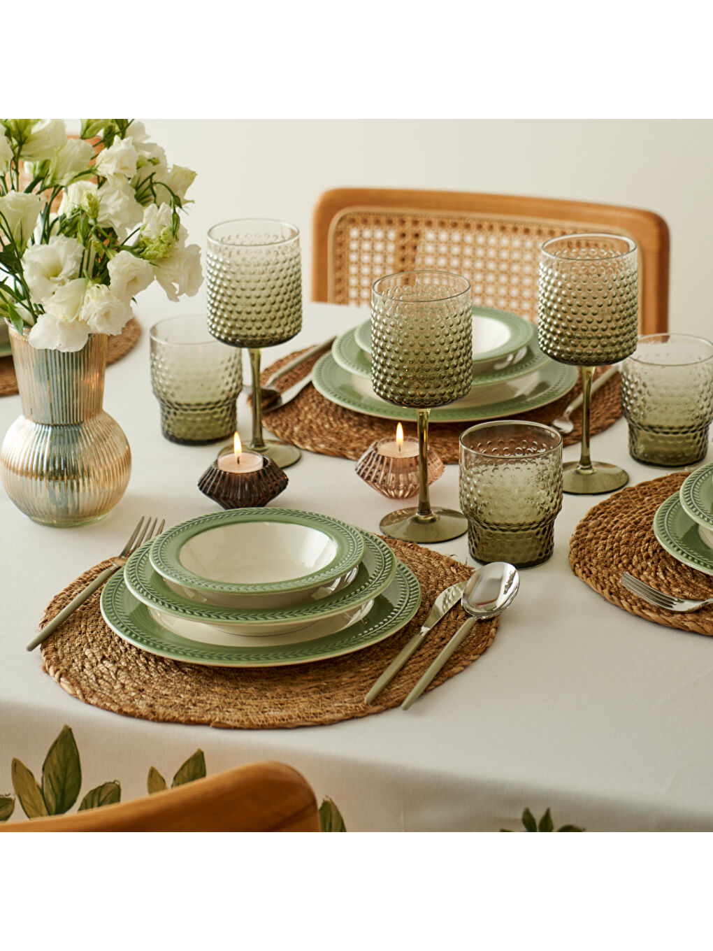 Monica Stoneware 12 Parça 4 Kişilik Yemek Takımı Yeşil-2