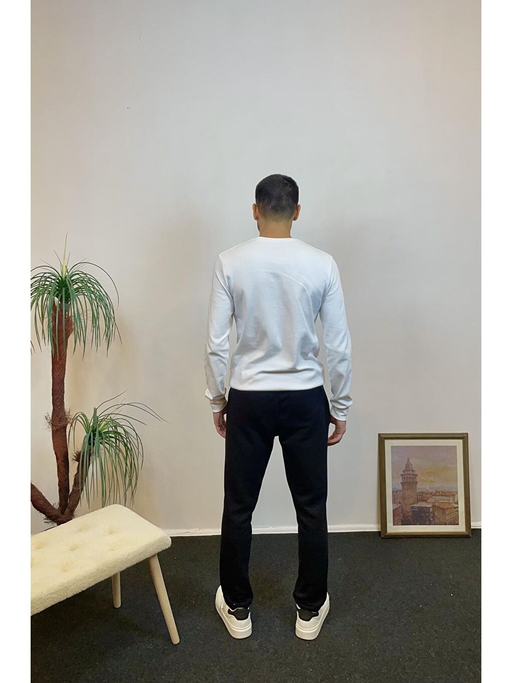 Siyah İçi Polarlı 3 İplik Kalın Erkek Eşofman Altı SPR24EA95-2