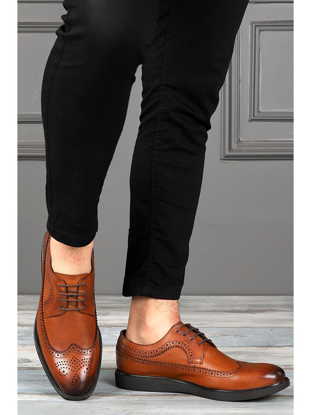 Kahverengi 1534 %100 Deri Eva Taban Günlük Klasik Erkek Ayakkabı-1