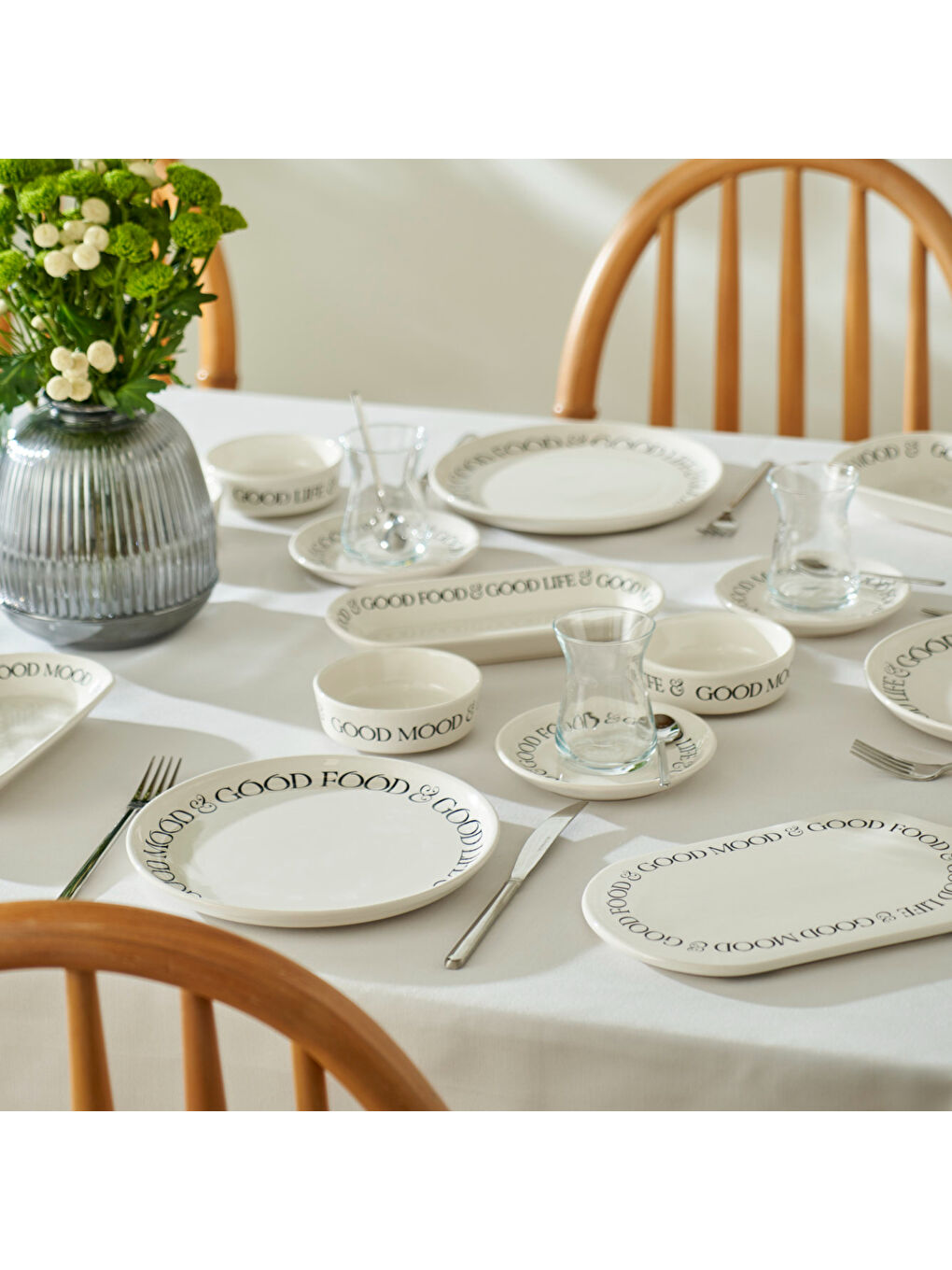 Motto Seramik 26 Parça 6 Kişilik Kahvaltı Takımı Beyaz-1