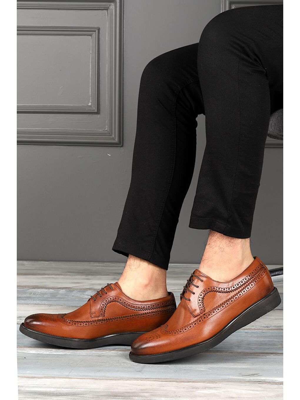 Kahverengi 1534 %100 Deri Eva Taban Günlük Klasik Erkek Ayakkabı-2