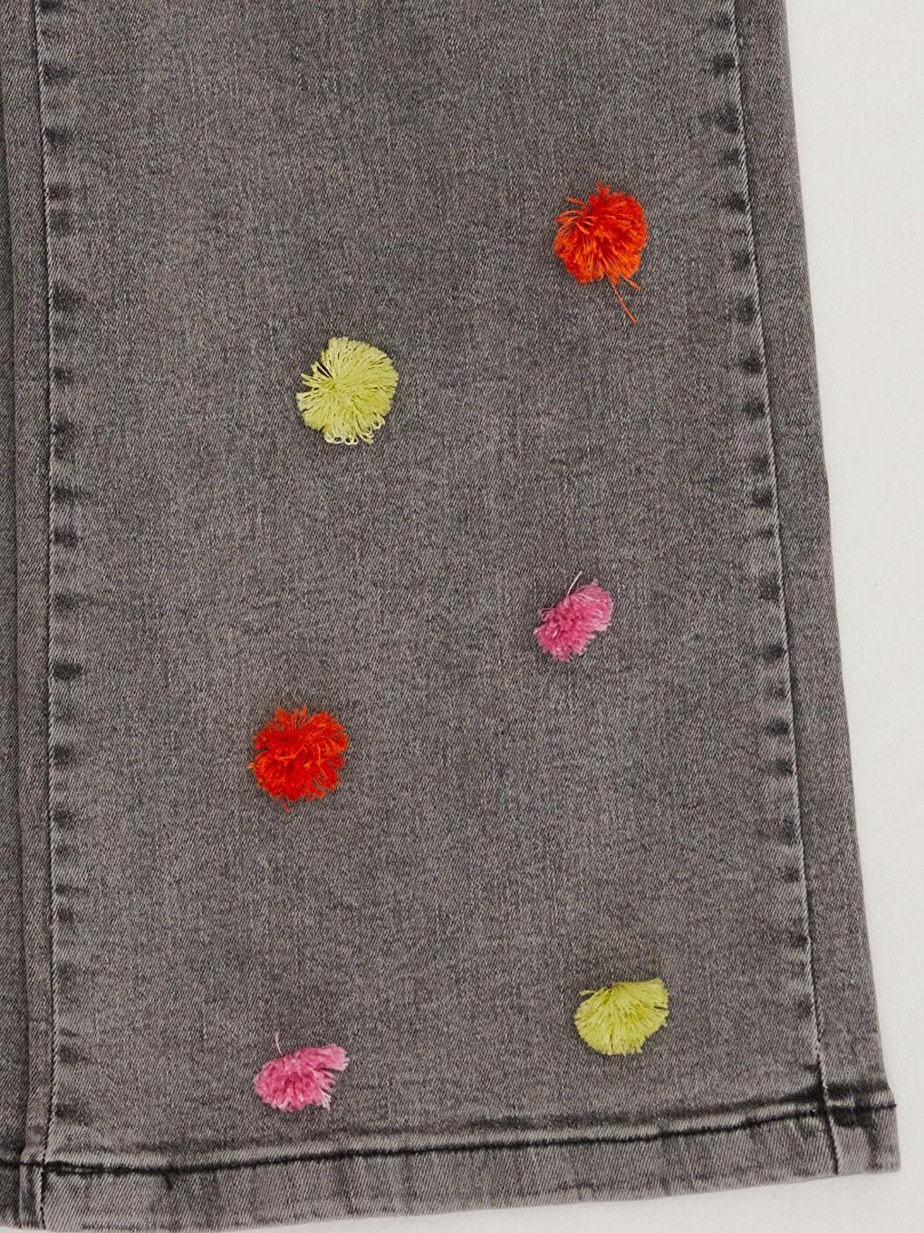 Siyah Kız Çocuk Aksesuarlı Ön Cepli Jean Pantolon-2