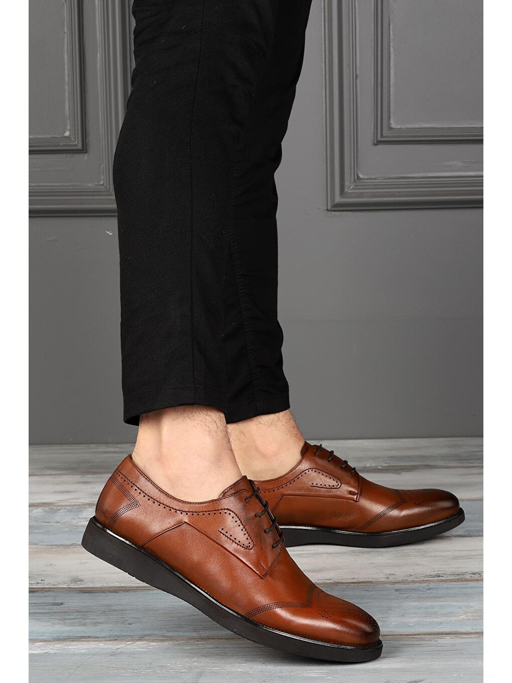 Kahverengi 1804 %100 Deri Eva Taban Günlük Klasik Erkek Ayakkabı