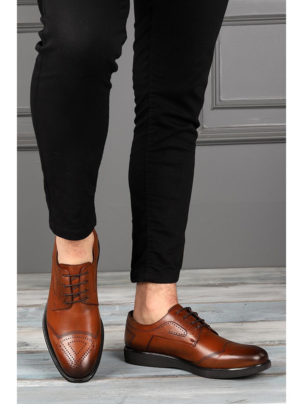 Kahverengi 1804 %100 Deri Eva Taban Günlük Klasik Erkek Ayakkabı-1