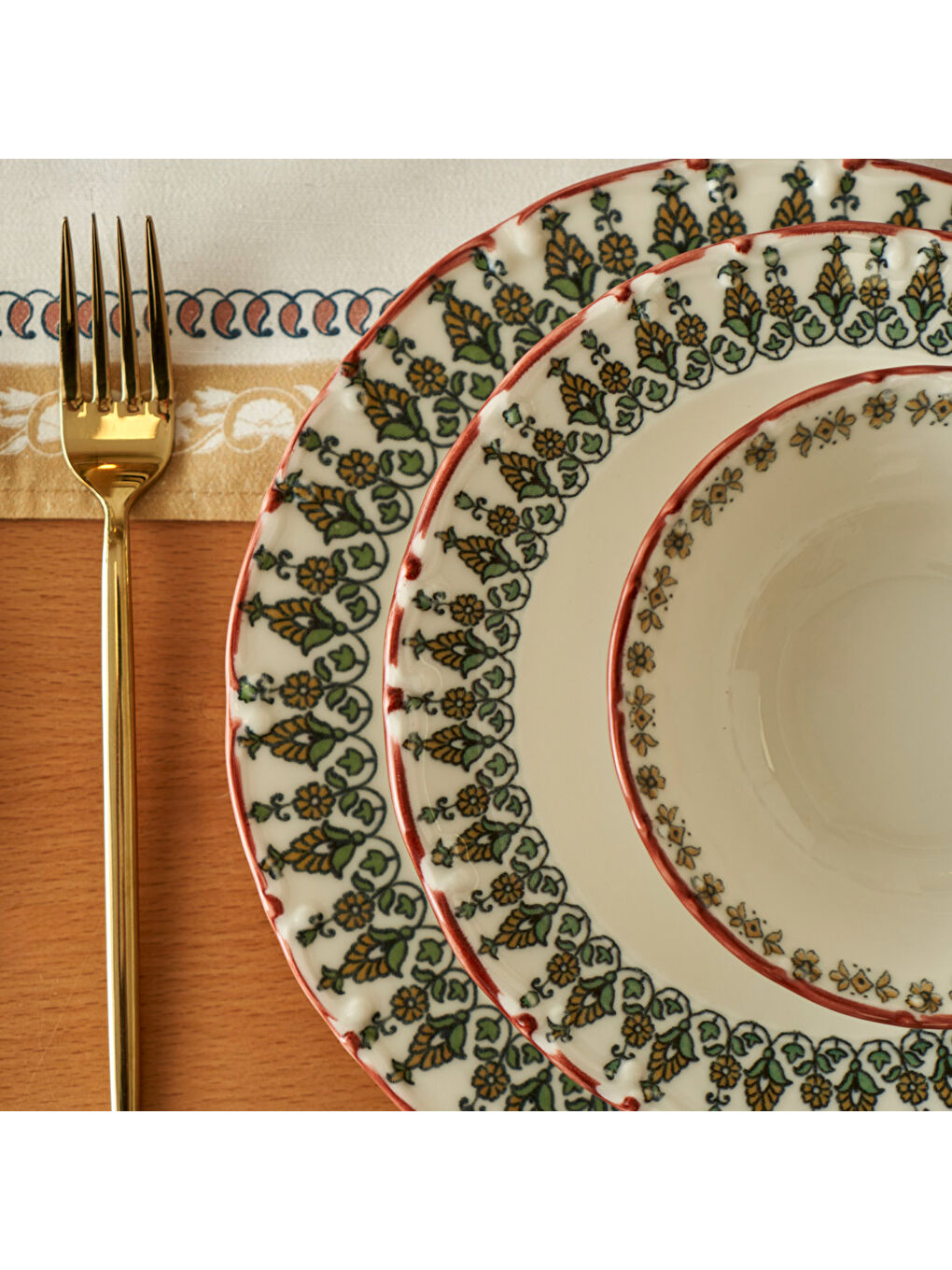 Indian Porselen 24 Parça Yemek Takımı Bordo-5