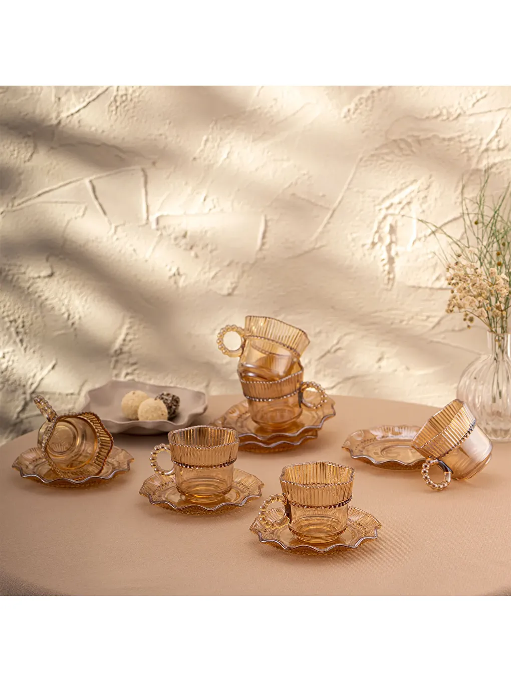 Kahverengi Hatrı Var Amber 80 ml 6'lı Kahve Fincanı Takımı-7