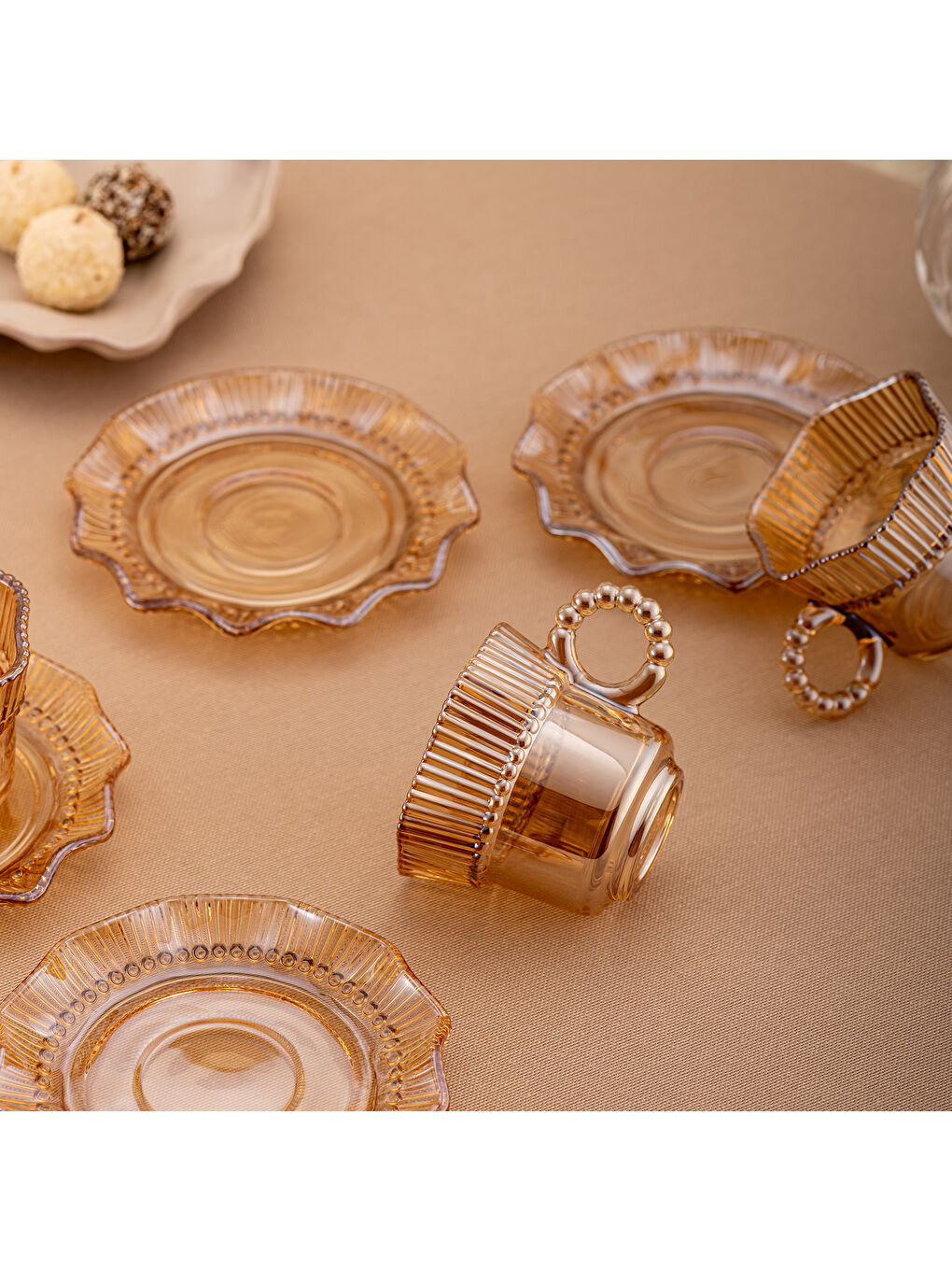 Kahverengi Hatrı Var Amber 80 ml 6'lı Kahve Fincanı Takımı-8