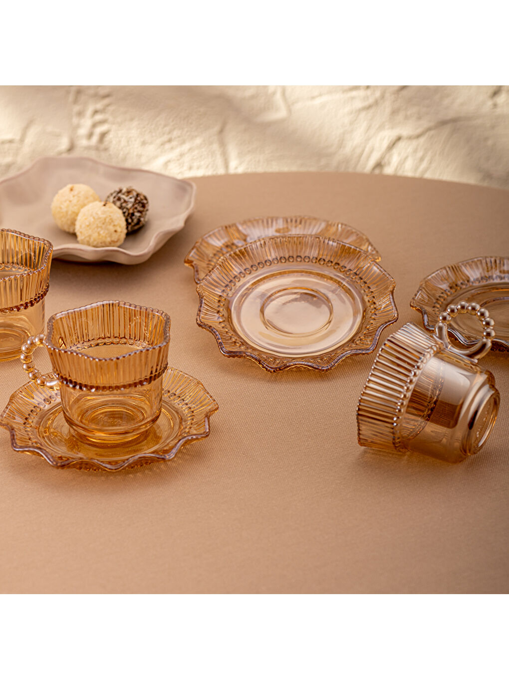 Kahverengi Hatrı Var Amber 80 ml 6'lı Kahve Fincanı Takımı-9