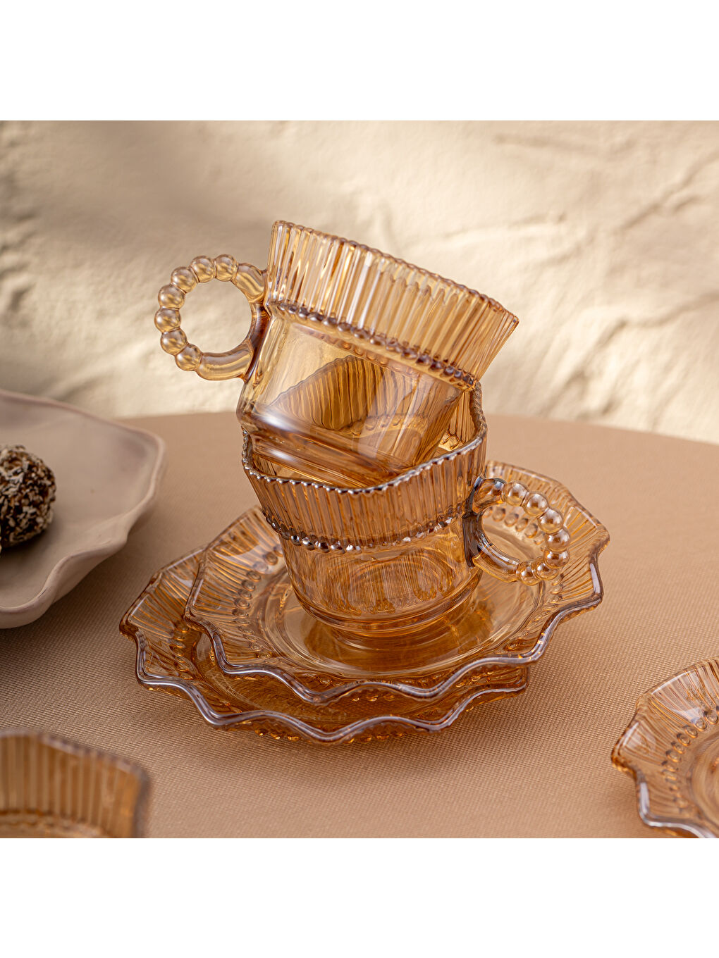 Kahverengi Hatrı Var Amber 80 ml 6'lı Kahve Fincanı Takımı-10