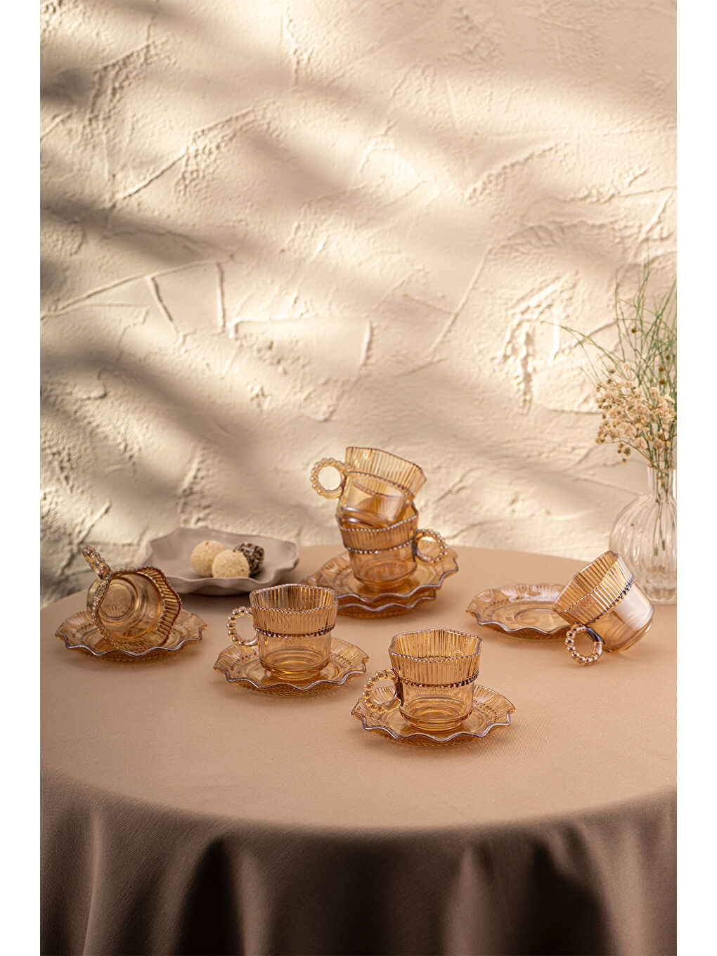 Kahverengi Hatrı Var Amber 80 ml 6'lı Kahve Fincanı Takımı-3