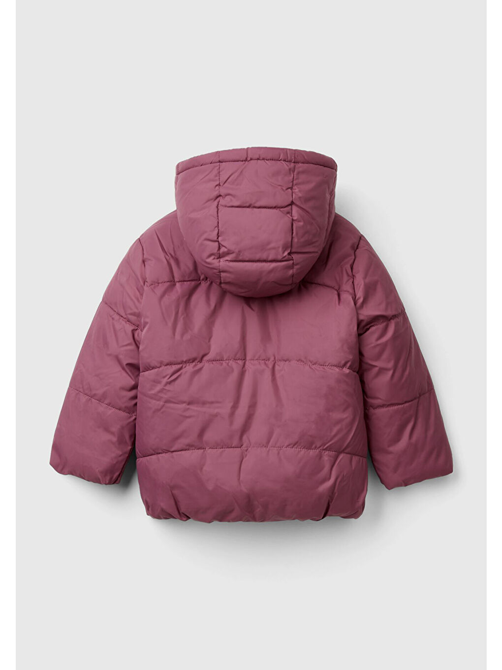Pembe Kız Çocuk Gül Kurusu Sol Göğsü Logo İşlemeli Cepli Astarlı Kapüşonlu Pufa Mont-1