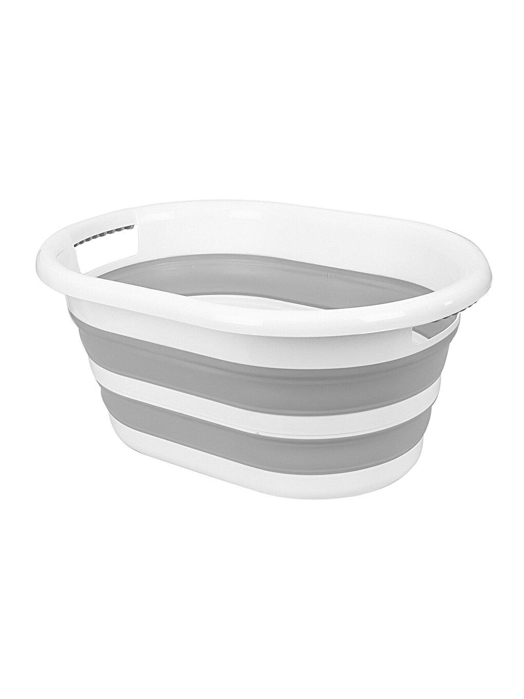 Gri Katlanabilir Silikon Çamaşır Sepeti - Akordiyon Katlanır Sepet-2