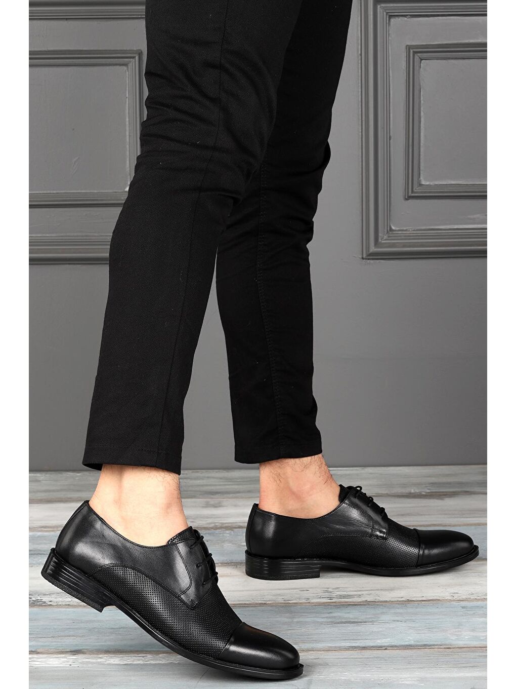 Siyah 1825-3 %100 Deri Pvc Taban Günlük Klasik Erkek Ayakkabı