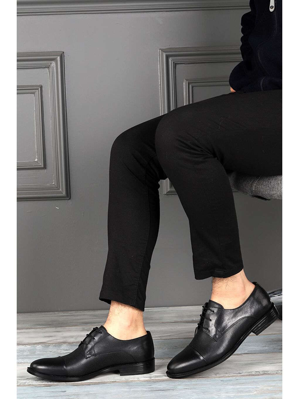 Siyah 1825-3 %100 Deri Pvc Taban Günlük Klasik Erkek Ayakkabı-2