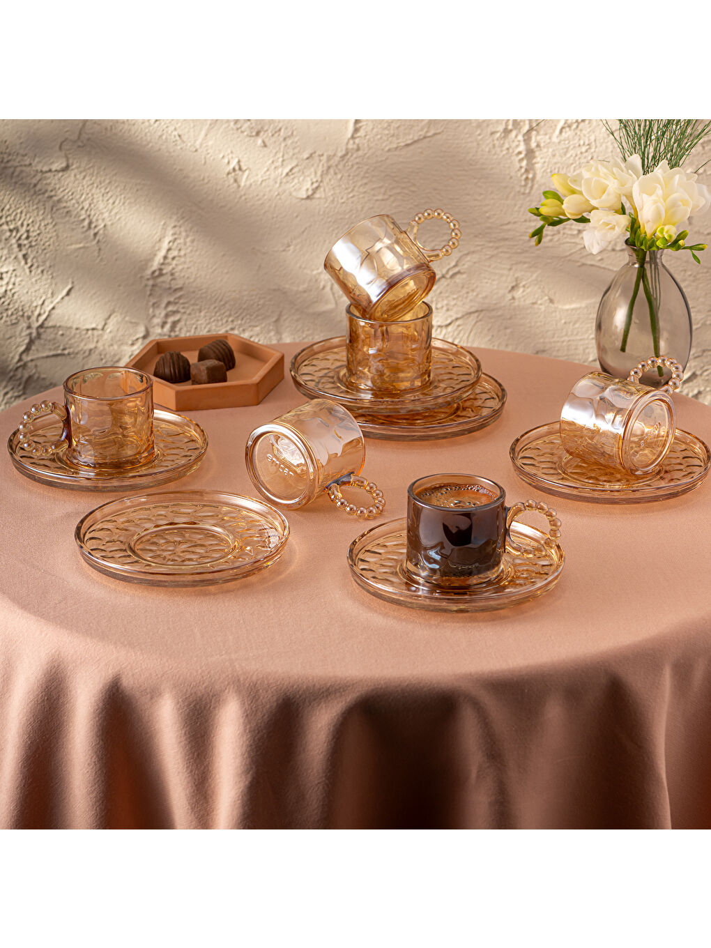 Kahverengi Çifte Kavrulmuş 100 ml 6'lı Kahve Fincan Takımı-6