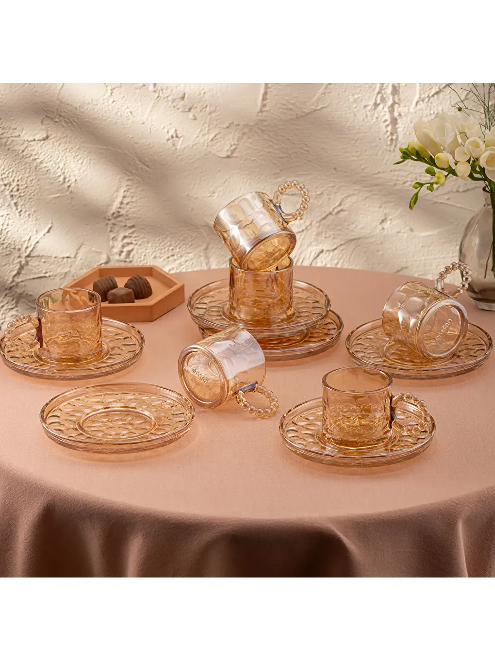 Kahverengi Çifte Kavrulmuş 100 ml 6'lı Kahve Fincan Takımı-7