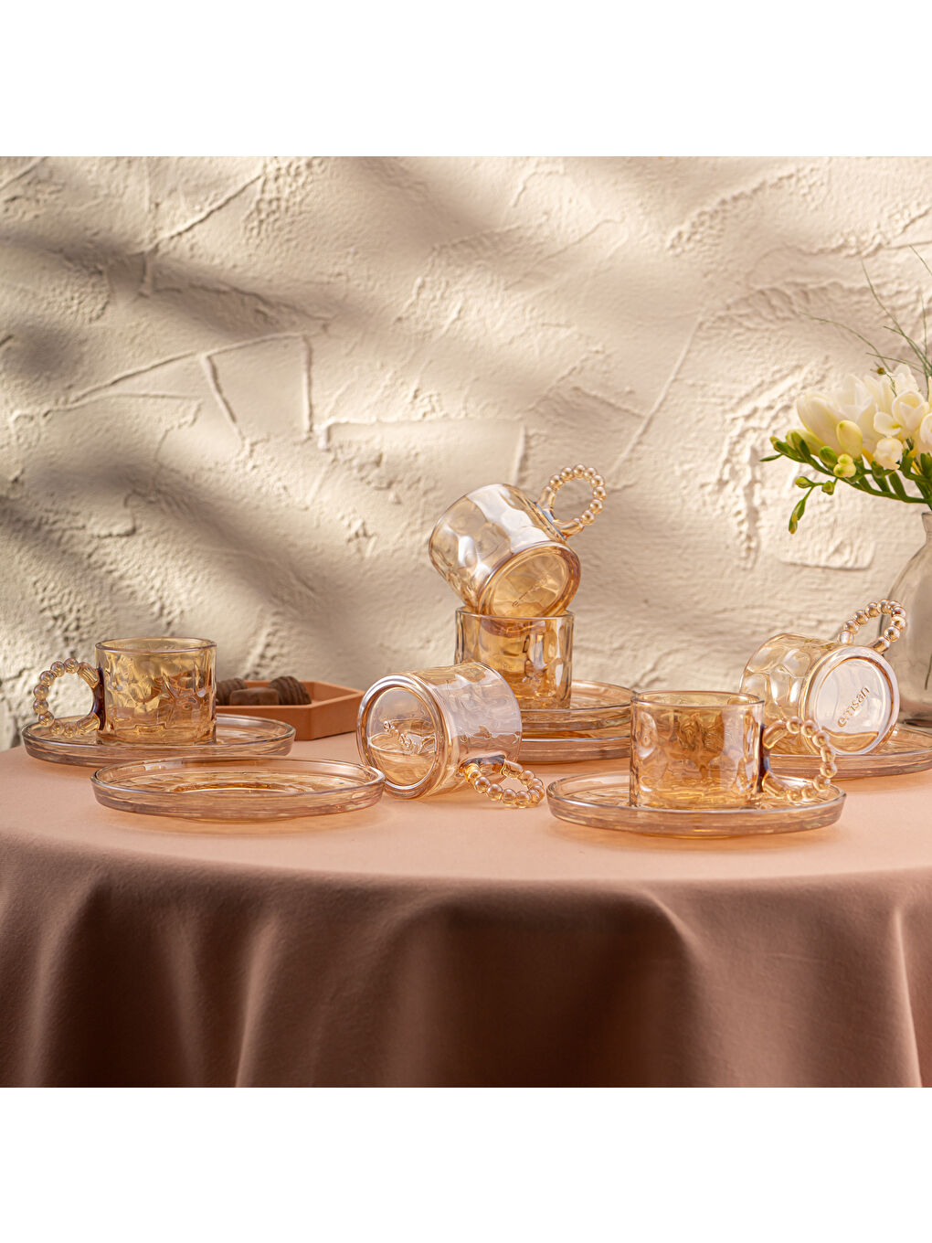 Kahverengi Çifte Kavrulmuş 100 ml 6'lı Kahve Fincan Takımı-8