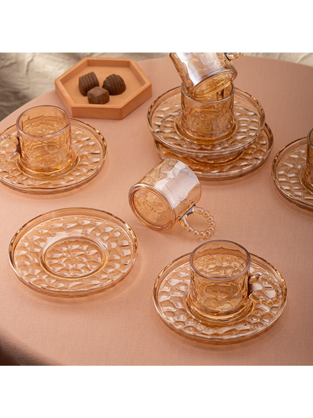 Kahverengi Çifte Kavrulmuş 100 ml 6'lı Kahve Fincan Takımı-9