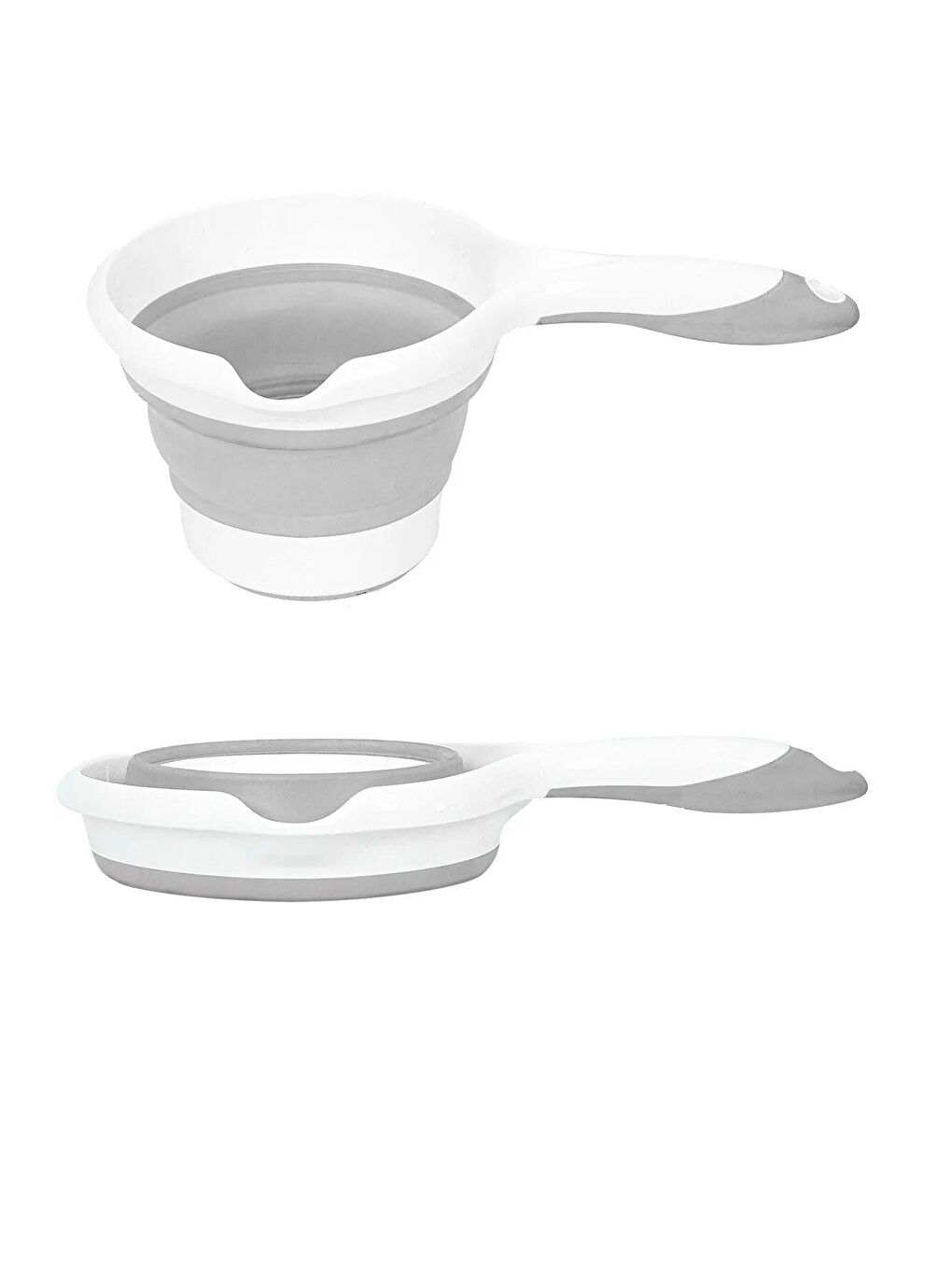 Gri 3'lü Set Katlanır Çamaşır Sepeti - Katlanabilir Akordiyon Su Kovası - Katlanır Maşrapa-3