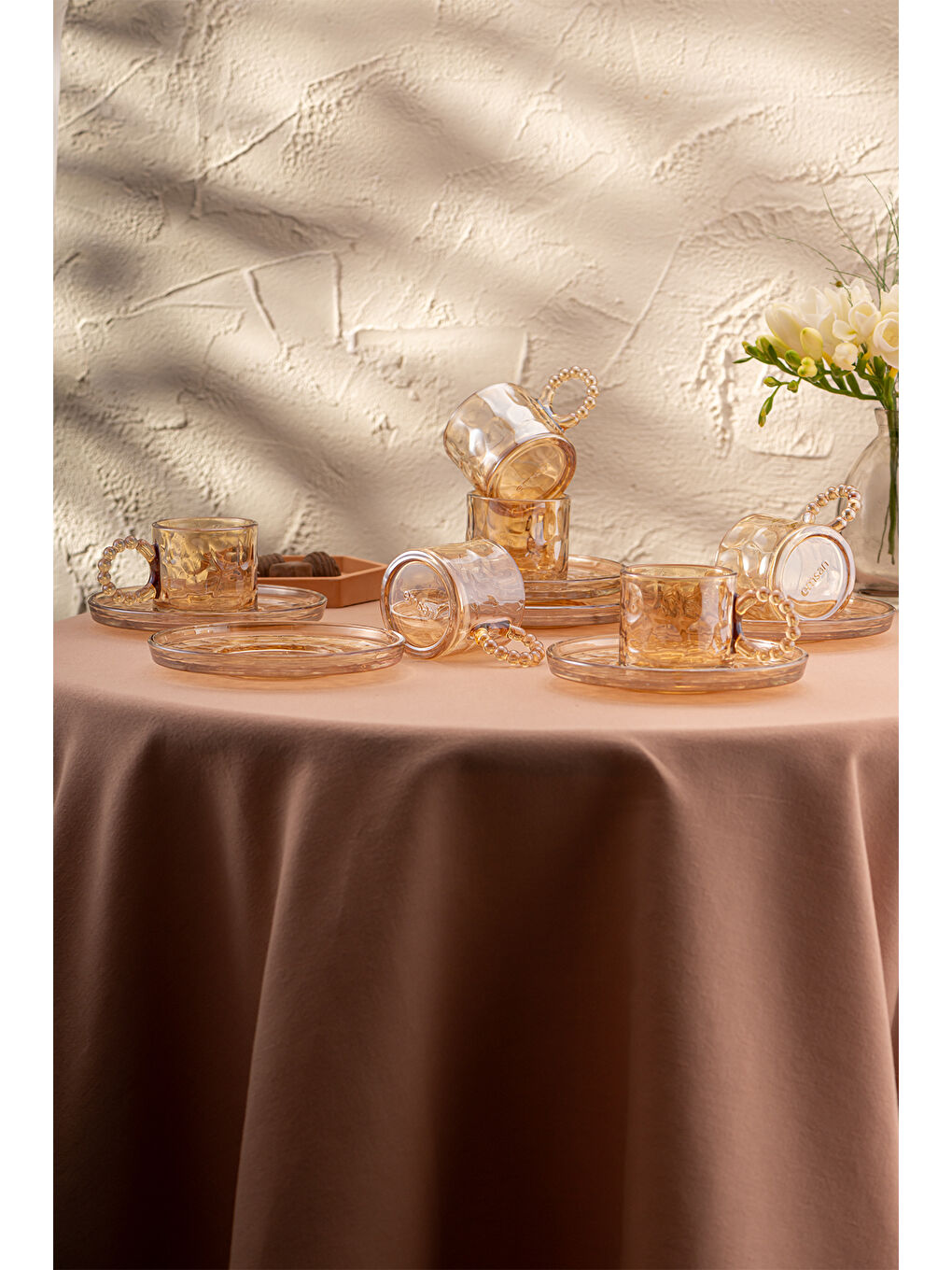 Kahverengi Çifte Kavrulmuş 100 ml 6'lı Kahve Fincan Takımı-5