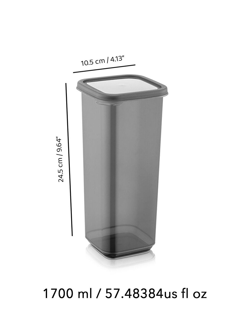 12'li Set Jumbo Boy Sızdırmaz Kapaklı Kare Erzak Saklama Kabı Antrasit 12 x 1.70 lt Etiketli-4