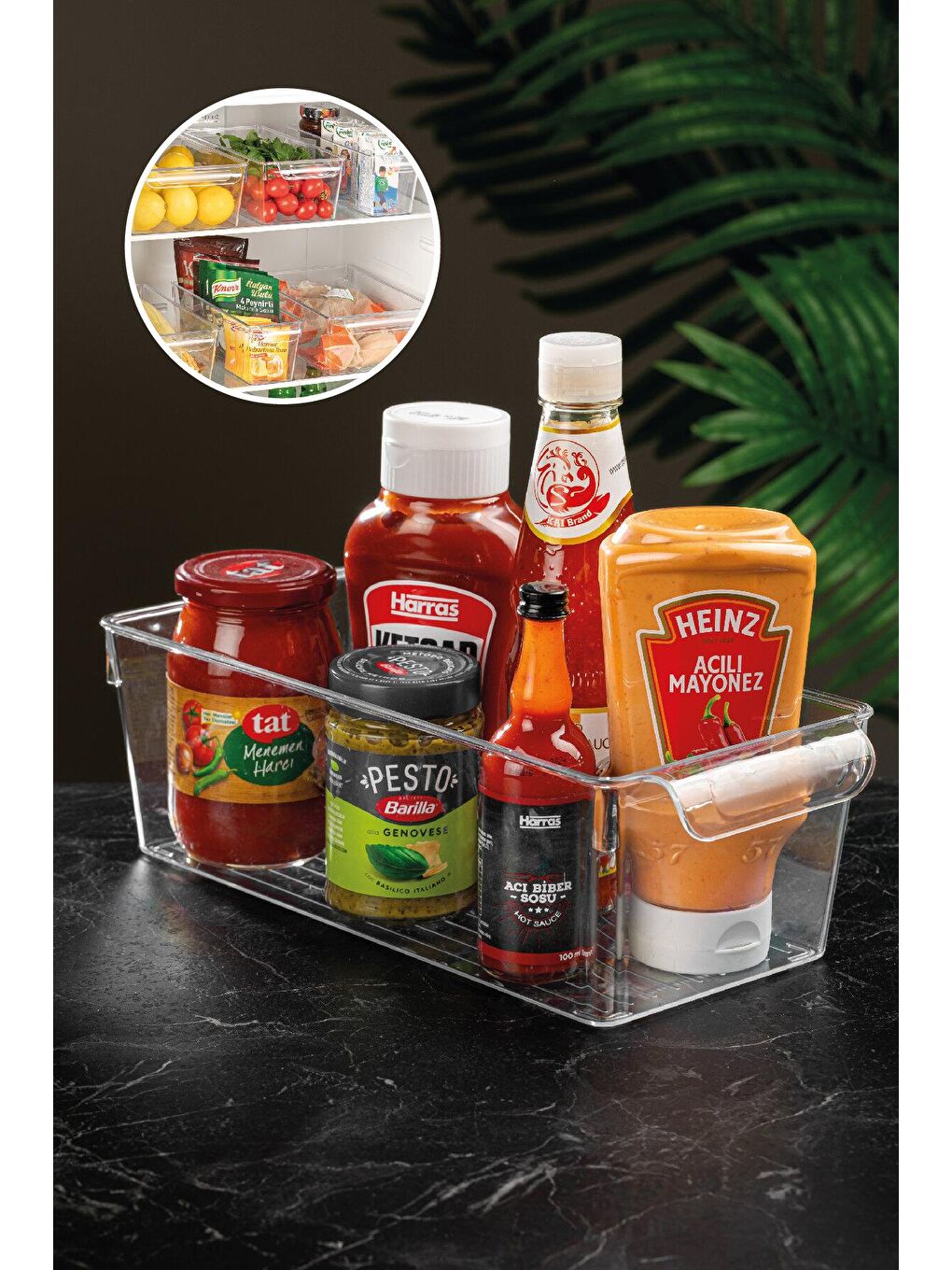 Renksiz 6'lı Buzdolabı Düzenleyici - Şeffaf Organizer Mini Midi Maxi-2