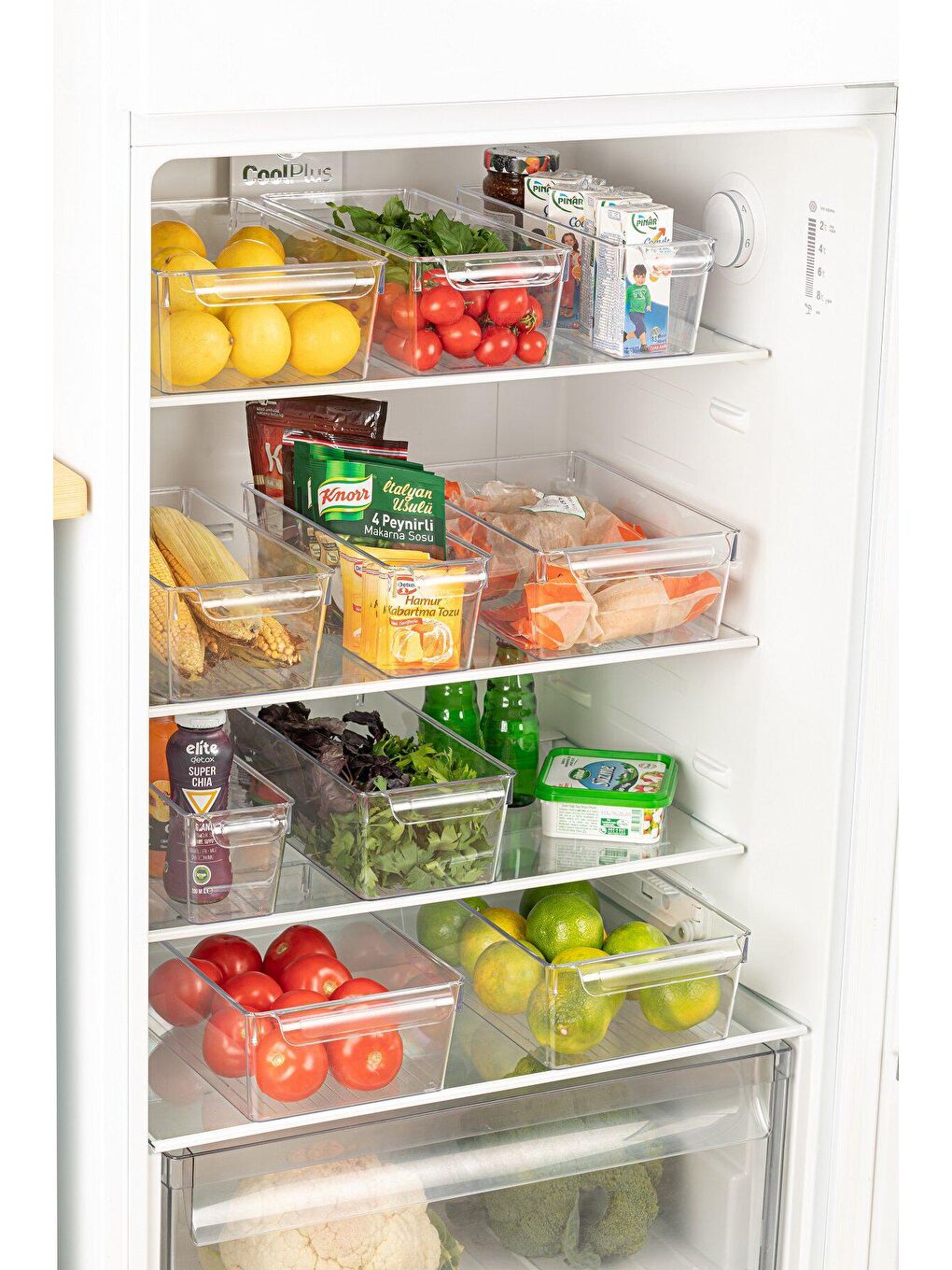 Renksiz 6'lı Buzdolabı Düzenleyici - Şeffaf Organizer Mini Midi Maxi-4