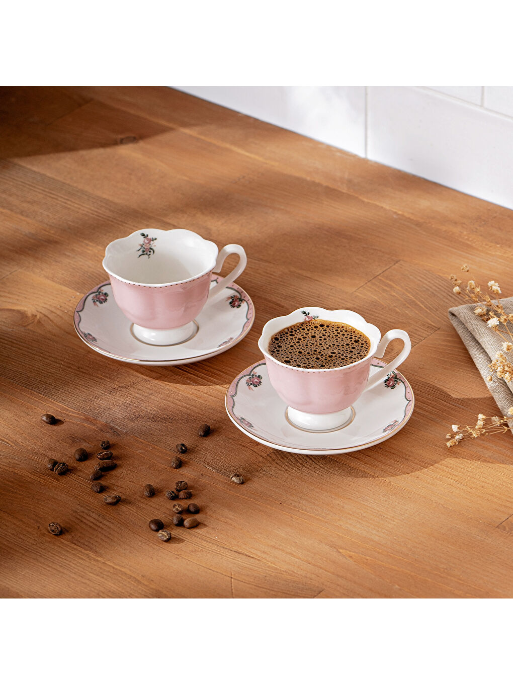 Beyaz Romantic 2 Kişilik New Bone Kahve Fincan Takımı 90 ml-2