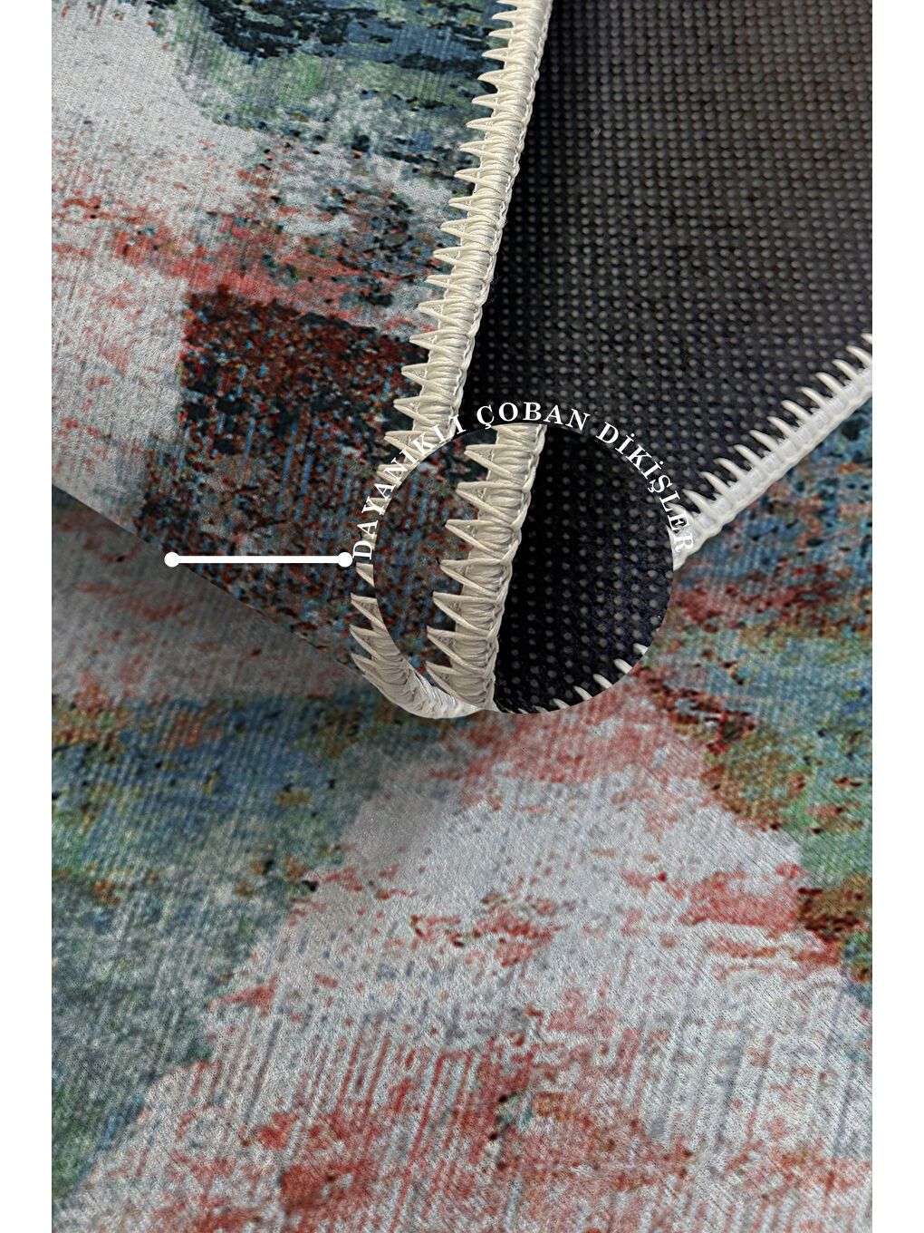 Bej Dekoratif Özel Tasarım Yıkanabilir İnce Kaymaz Tabanlı Modern Halı KECE FR34-3