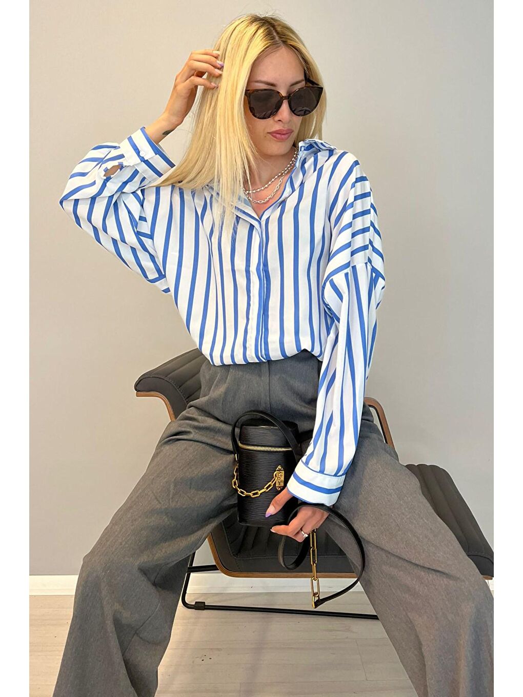 Mavi Çizgili Gömlek Mg1383