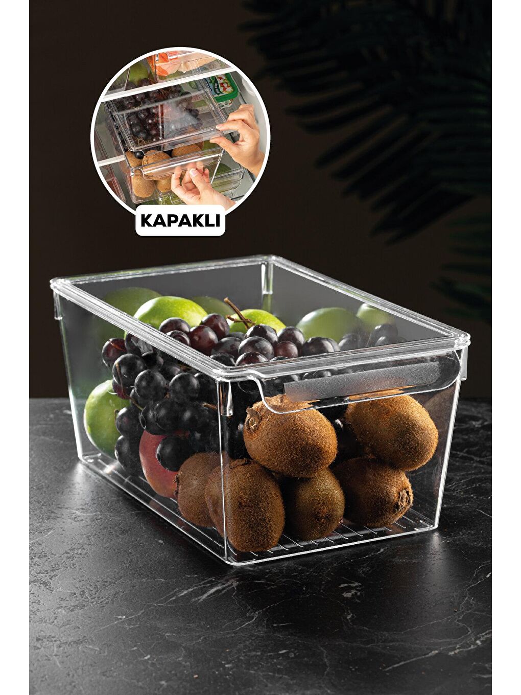 Renksiz 6'lı Kapaklı Buzdolabı Düzenleyici Organizer-2